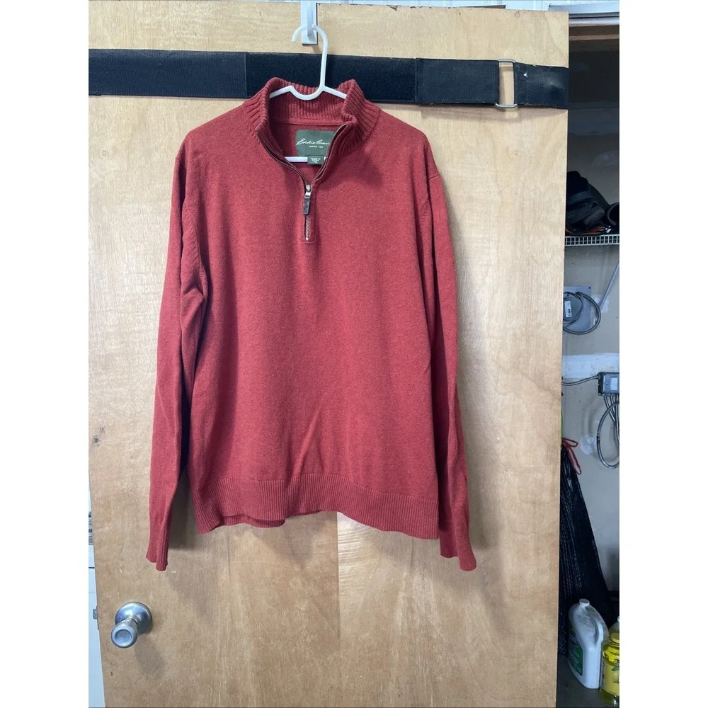 Eddie Bauer Men's XL Tall Quarter‎ Zip Sweater Red, Long Sleeve, Pullover
